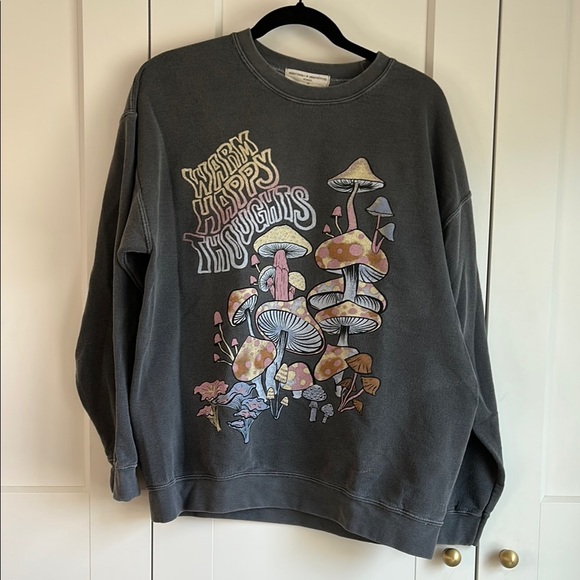 Project Social T/Urban Outfitters Warm Happy Thoughts Sweatshirt Gray | S/M - Picture 2 of 4